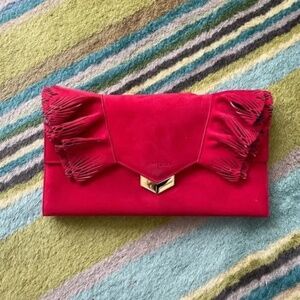 Jimmy Choo Suede Red Clutch